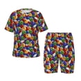 thumbnail image 1 of Fotbe Bowling Colorful Pijama Estampada de 2 Piezas para Niños – Ropa de Dormir de Manga Corta Cómoda para Niños y Niñas, Camiseta y Shorts de Algodón-4X-Large, 1 of 6