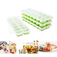 thumbnail image 1 of 14-Compartment Silicone With Lid Ice Cube Container Ice Cube Ice Cube Box (4 Ice Cube Molds), Green, 1 of 7