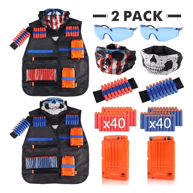 Chaleco Táctico y Gafas Set Para Nerf 2 Equipos Malubero Malu2256