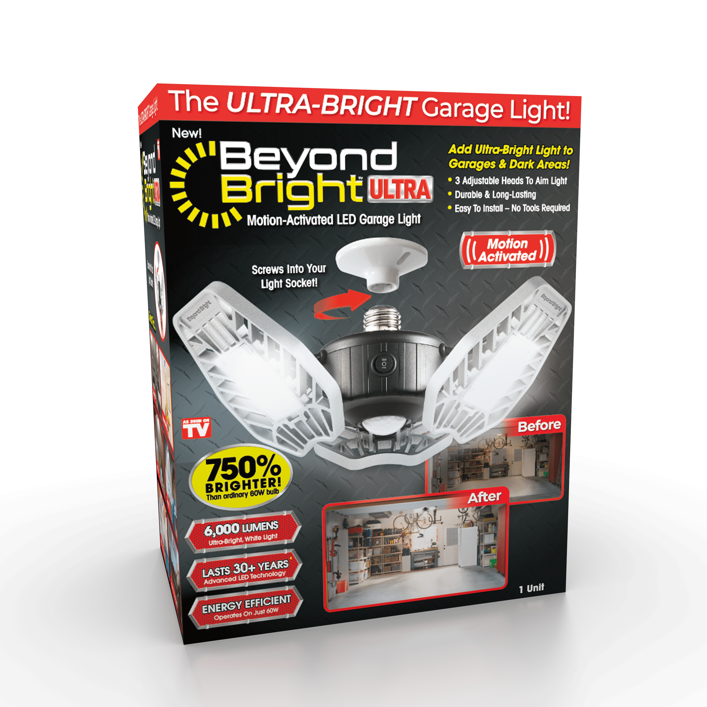 Beyond Bright Garage Light Ultra Bright LED, Motion Activated, Beam Angle 270°