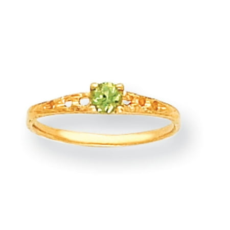 - 14k Yellow Gold 3mm Peridot Birthstone Baby Ring