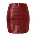 thumbnail image 6 of Landzoo Women's Pure Colored Short Skirt Skirt Tight Leather Skirt Slit Miniskirt Comfortable Casual Women's Skirt, 6 of 7