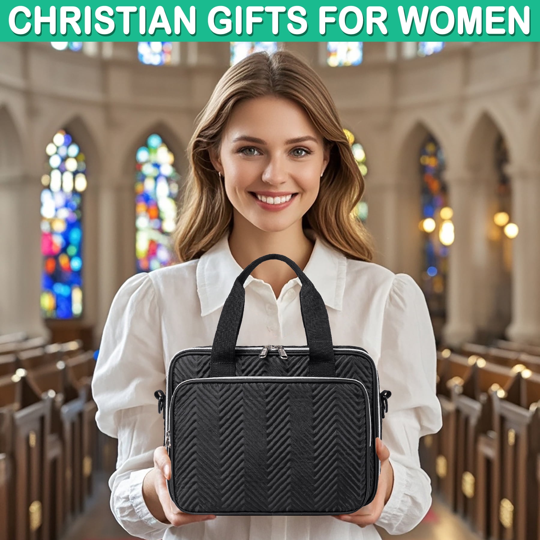 Bible Study Supplies Kit with Black Bible Cover Case for Women & Men - Journaling Set Includes No Bleed Highlighters, 75 Bible Tabs, Bookmark Notes Christian Catholic Spiritual Gifts for Mom Friends