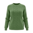 thumbnail image 3 of Cable Knit Sweaters for Women Fall Winter Retro Casual Soft Crewneck Plain Pullover Ladies Long Sleeve Tops (M, Green), 3 of 8