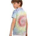 thumbnail image 4 of longantii Boys Polo Shirt Short Sleeve Button Closure Collared Golf Tops Casual School Uniform Shirt Tie Dye Cozy Comfort Kids Summer T-Shirt Yellow 3-4 Years, 4 of 6