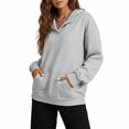thumbnail image 5 of Gaigiky Hoodies for Women Solid Color Fleece Lined V Neck Long Sleeve Sweatshirt with Pocket Oversized Fall Daily Casual Pullover, 5 of 9