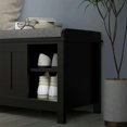 thumbnail image 5 of Demi Bonn 44" Modern Storage Ottoman Bench, Entryway Bench with Pillow, 2-Sided Doors, 10 Pairs Capacity for Home Organization, Black, 5 of 11