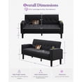 thumbnail image 3 of LAZZO 62" Loveseat Sofa, Faux Leather Tufted Couch with USB Charging Ports and Cup Holders, Black, 3 of 9