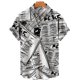 thumbnail image 2 of Camisa hawaiana con estampado 3D de periódico para hombre, camisas casuales de moda de uso diario, camisas de manga corta, blusas con botones, ropa unisex de gran tamaño con solapa 2024, 2 of 5