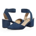 thumbnail image 2 of Zapatos de Tacón Grueso DREAM PAIRS Nicholes en Ante Azul Marino para Mujer, 2 of 5