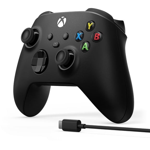Restored Microsoft Xbox Wireless Controller + USB-C Cable - Gamepad - wireless - Bluetooth - carbon black - for PC, Microsoft Xbox One, Android, iOS, Microsoft Xbox Series S, Microsoft Xbox Series X (Refurbished)