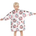 thumbnail image 3 of White Cow Milk Strawberry Pattern Blanket Hoodies for Kids 6-13YR Oversize Wearable Blanket Hoodies for Boys Girls Teens, 3 of 7