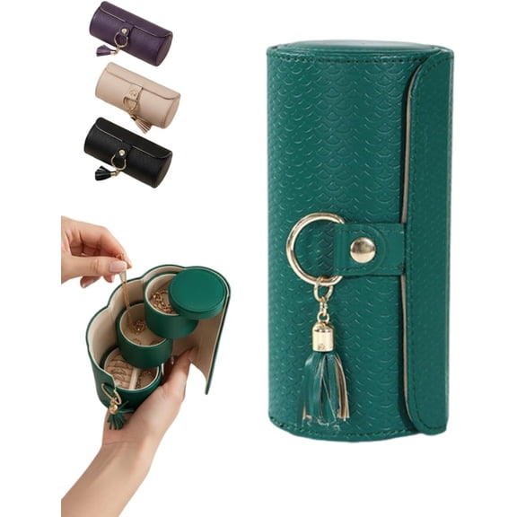 3-Layer Travel Jewelry Case – Elegant Portable Organizer for On-the-Go Shine(LR Green 1 PC)