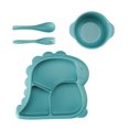 thumbnail image 2 of KGJQ 4Pcs/Set Dinner Plate Dinosaur-Shaped Divided Plate Including Bowl Spoon Fork Ergonomic Baby Feeding Utensils Easy to Clean Safe for Kids, 2 of 8