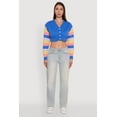 thumbnail image 3 of Womens Daisy Color Blocked Striped Sleeve Cropped Cardigan, 3 of 5