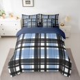 thumbnail image 2 of Homewish Vintage Grid Pattern 7pcs Bedding Comforter Set,Geometric Checkered Plaid Queen Bedding Sets,Blue Black Queen Sheet Sets For Girls Boys,Luxury Bedroom Decor Reversible, 2 of 8