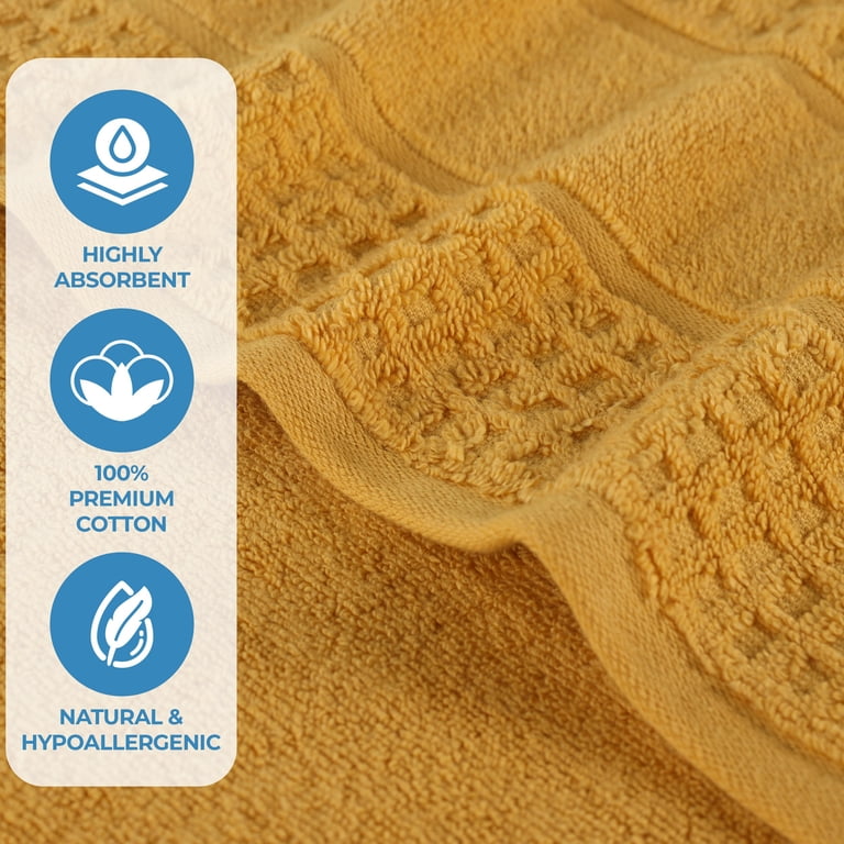 Superior Zero Twist 12-Piece Cotton Face Towel Set, Waffle Border