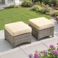 thumbnail image 5 of Ovios 7 Pieces Outdoor Patio Furniture Set All-Weather Rattan Wicker Sectional Sofa and Chairs with Ottomans, Beige, 5 of 8