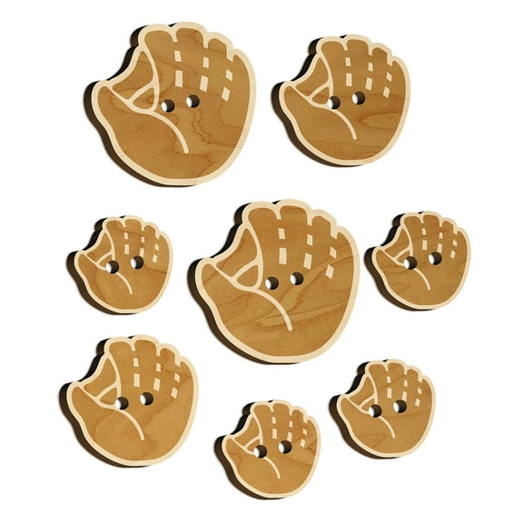 Baseball Glove Mitt Wood Buttons for Crochet Knitting Sewing DIY Craft - 1.00 Inch Medium (7pcs)