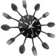 thumbnail image 3 of Kitchen Wall Clock, 3D Removable Modern Creative Cutlery Kitchen Spoon Fork Wall Clock Mirror Wall Decal Wall Sticker Room Home Decoration (Black), 3 of 3