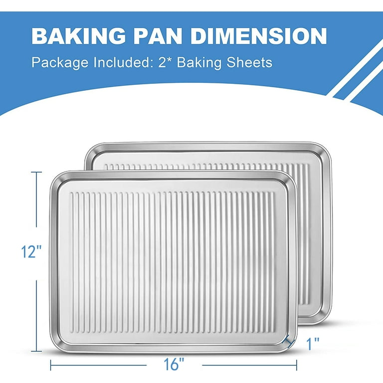 Vesteel Baking Pans Set of 3, Stainless Steel Rectangle Textured Sheet Cake Pan  Tray Set for Oven, Non-Toxic & Dishwasher Safe 