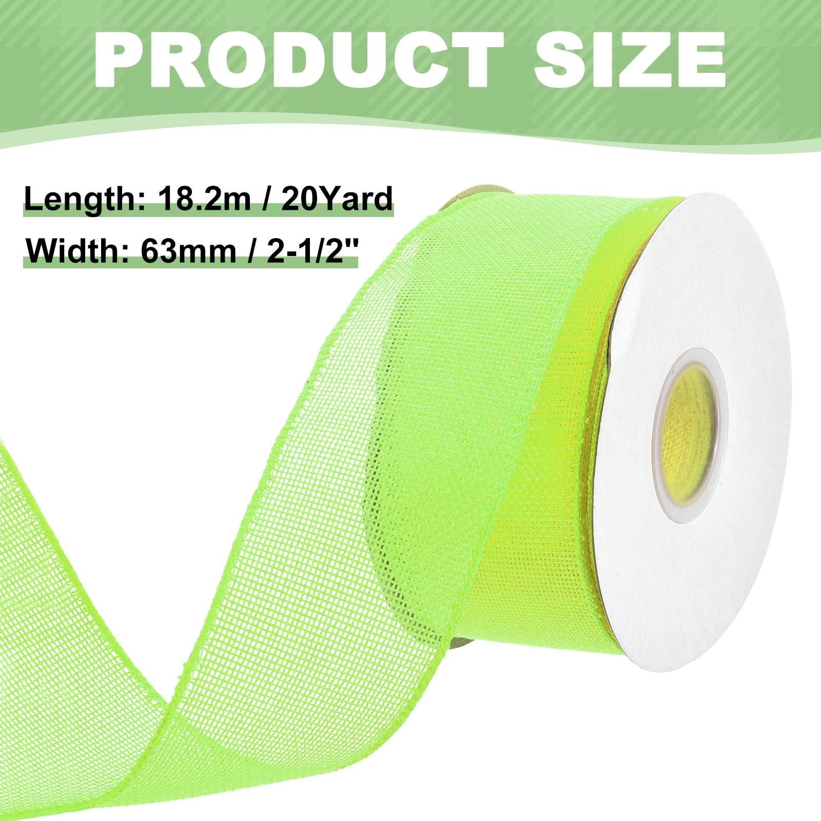 Uxcell Burlap Wired Ribbon, (2-1/2 Inch, 20 Yard, Apple Green), Wired Edge Ribbon