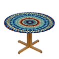 thumbnail image 3 of PIKWEEK  Round Fitted Tablecloth Mandala Floral Bohemian Flower Table Cloth with Elastic Edged Waterproof Wipeable Round Table Cover for Patio Parties Outdoor Decor, 3 of 7