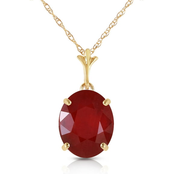 Galaxy Gold 14K Yellow Gold 3.5 Carat Ruby Pendant Necklace - July Birthstone - Passion & Protection - 16" to 24" - Fine Jewelry for Women