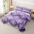 thumbnail image 3 of Homewish Boho Skull Damask Twin Quilt Set,Gothic Halloween Twin Coverlet Set,Light Purple,2 Pieces, 3 of 7