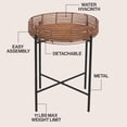 thumbnail image 2 of JONATHAN Y Malia 20" Coastal Bohemian Faux Rattan Round Tray End Table with Metal Base, Brown, TBL2509B, 2 of 6