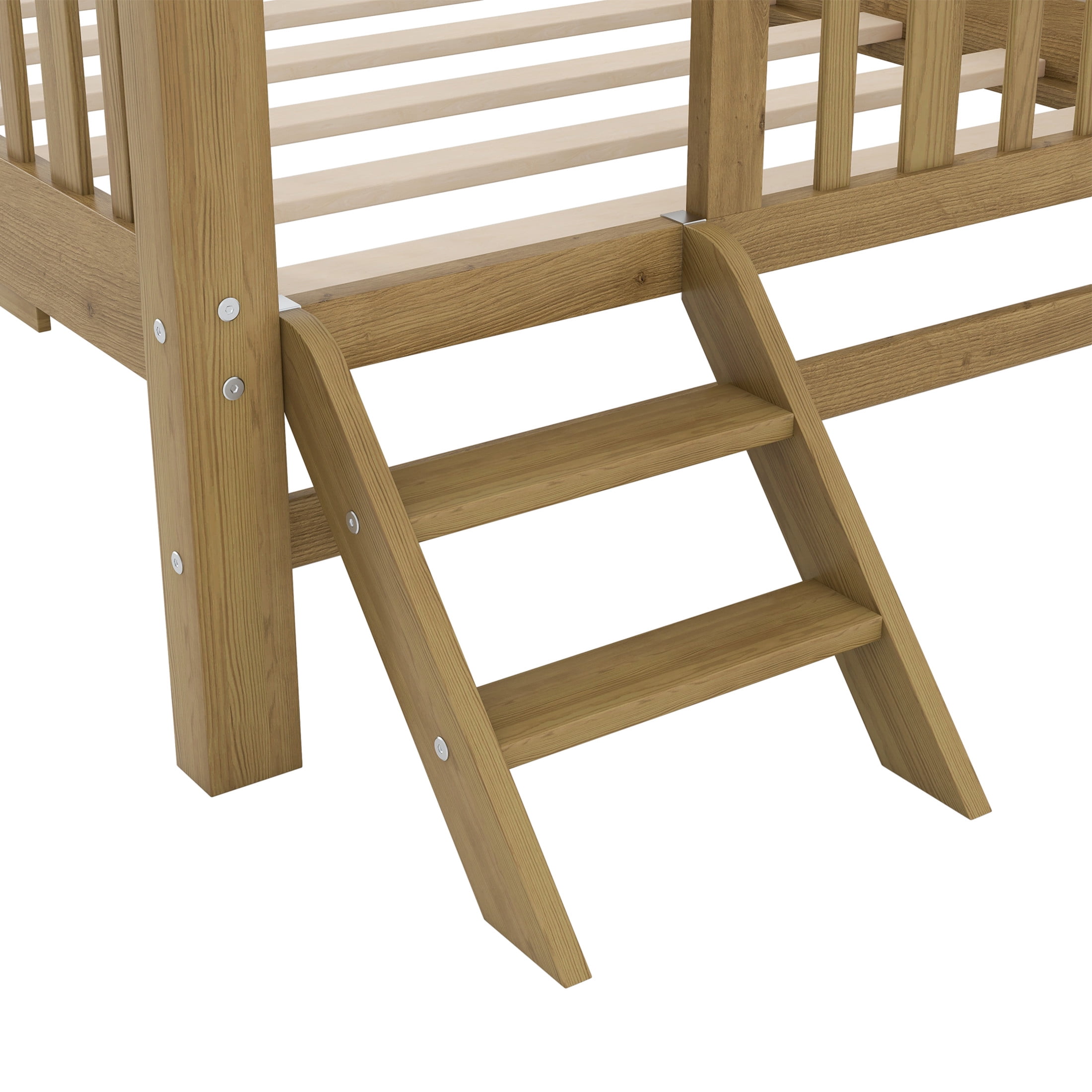 Noble House Elley Twin Platform Bed, Semi-Enclosed Fence Guardrail with Pull-Out Trundle, Solid Wood Frame, Walnut