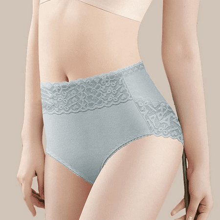 Fulorrnie Underwear for Women Plus Size Seamless High Waisted No Show Panties Cute Briefs Elastic Waist Breathable Panty Light Blue L