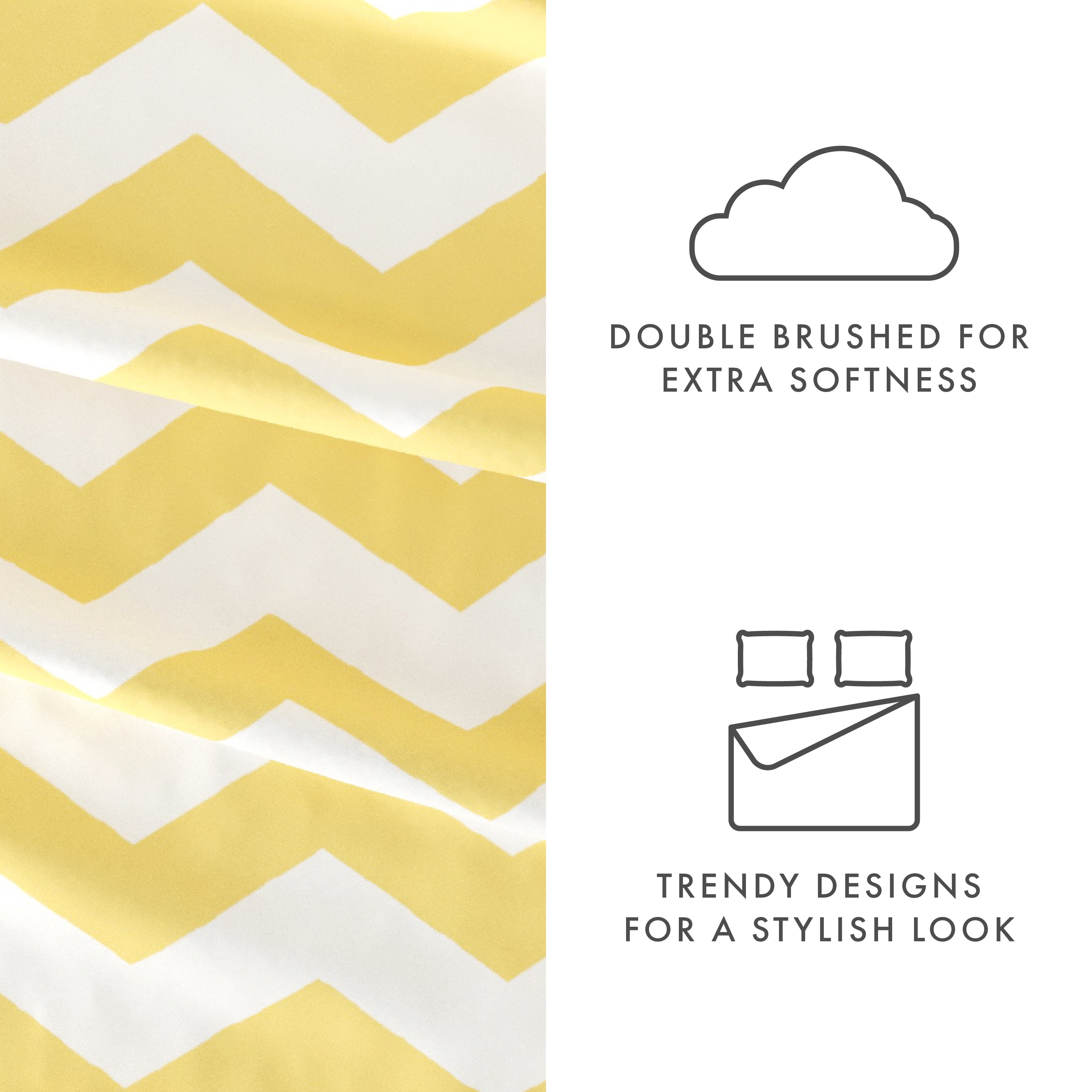 Noble Linens 3 Piece Pattern Microfiber Bed Sheets Set, Yellow Arrow, Twin