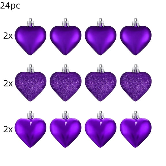 HuiXinOu Heart Shaped Hanging Ornaments Glitter Decorations Colorful Party Wedding Romantic Shimmering Garland Home Festive Decor, Purple