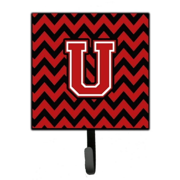 Letter U Chevron Black and Red   Leash or Key Holder