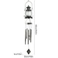 thumbnail image 3 of Campanilla de viento de luz solar tipo lámpara de aceite de piña impermeable de hierro exterior | Campana de viento musical decorativa | Acento de patio colgante del jardín | 39,37x4,92x4,33, 3 of 9