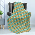 thumbnail image 4 of Geometric Soft Flannel Fleece Blanket, Repetitive Intricated Mosaic Pattern in Aqua Colors and Tangerine Tones, Cozy Plush for Indoor and Outdoor Use, 50" x 60", Apricot Dark Seafoam, by Ambesonne, 4 of 5