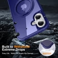 thumbnail image 7 of Case for iPhone 16, 360 Degree Rotating Ring Bracket, Support Magnetic Car Mount, Drop Protective Back Case, Anti-Scratch Translucent Ultra Slim Phone Cover for iPhone 16, Darkblue, 7 of 7
