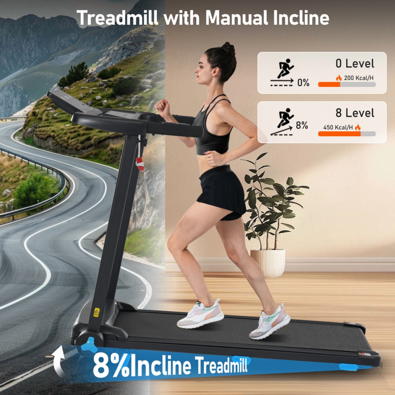 3.0HP Quiet Foldable Treadmills with Incline for Home, 10.0MPH 300 LBS Weight Capacity Home Exercise Equipment Treadmills with Heart Rate Sensors,Type C &   USB Charge Station ,Bluetooth