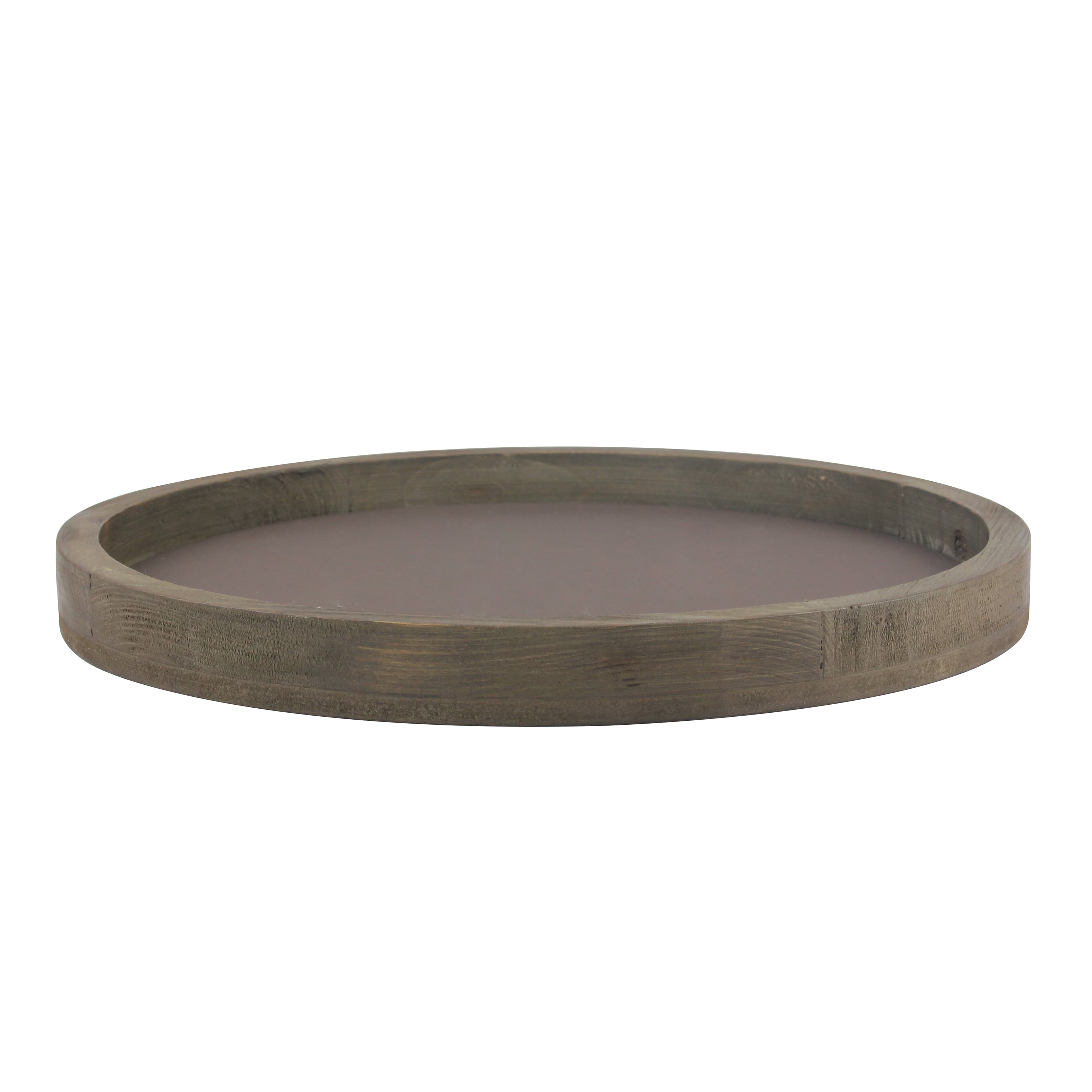 Stonebriar 11.8' Solid Wood and Metal Decorative Tray, Brown