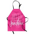 thumbnail image 1 of Hello Sunshine Apron, Calligraphy Design with Laurel Leaves Abstract Pink Background Hand Drawn, Unisex Kitchen Bib with Adjustable Neck for Cooking Gardening, Adult Size, Pink White, by Ambesonne, 1 of 4