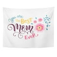 thumbnail image 1 of UFAEZU Blue Abstract Happy Mother Day You are The Best Mom Ever Calligraphic Phrase Flowers Pink Awesome Wall Art Hanging Tapestry Home Decor for Living Room Bedroom Dorm 51x60 inch, 1 of 1