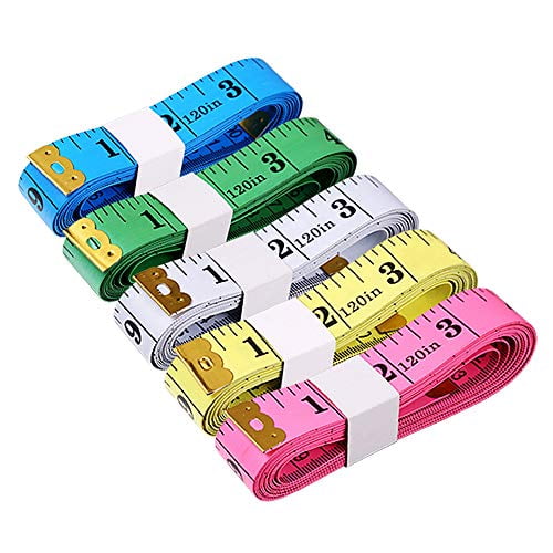 Tape Measure Soft Double Scale Body Tape Measuring Weight Medical Body Measurement Sewing Clothes Ruler for Dressmaker Tailor Multicolor 5Pcs 300cm/120Inch