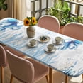 thumbnail image 3 of Blue Octopus Coastal Table Cloths for 8 Foot Rectangle Tables, Summer Beach Nautical Ocean Coral Starfish Patio Waterproof Elastic Fitted Tablecloths, Washable Rectangular Table Cover for Camping, 3 of 8