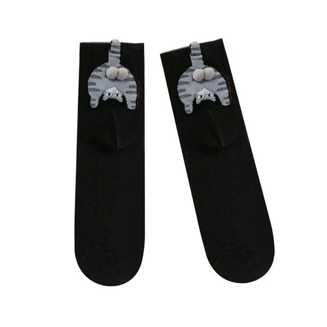 SharkTRUE Breathable Crew Socks With Funny Cartoon Cats Graphics Fuzzy Wear
