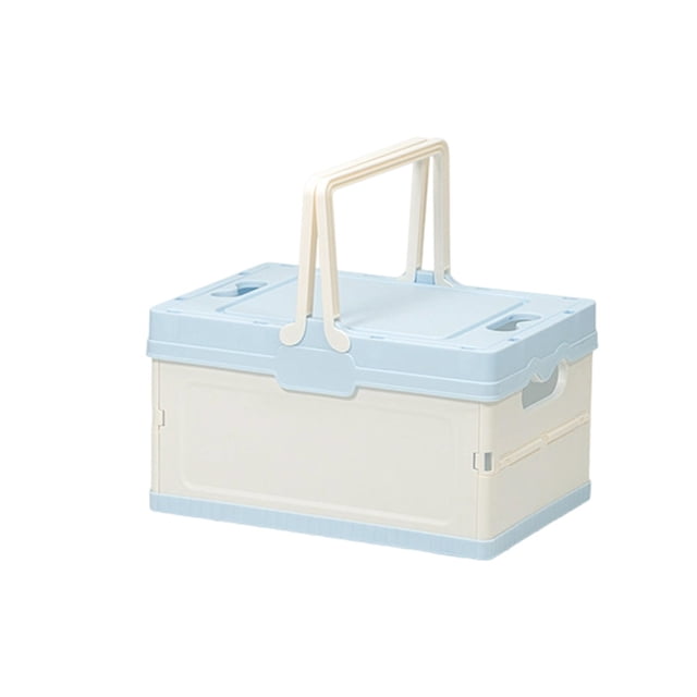 Pequeña Caja de Almacenamiento Al Aire Libre Plegable Plástico Contenedor 25x17.2cm Azul, para el Coche Maletero Camping Picnic Y Uso Doméstico, Caja de Almacenamiento Plegable Organiza Ropa Juguetes