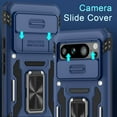 thumbnail image 4 of KOMI Case for Google Pixel 9/9 Pro with Slide Camera Cover+Screen Protector (1 Pack), Rotated Ring Kickstand Military Grade Shockproof Heavy Duty Protective Cover Navy Blue, 4 of 5