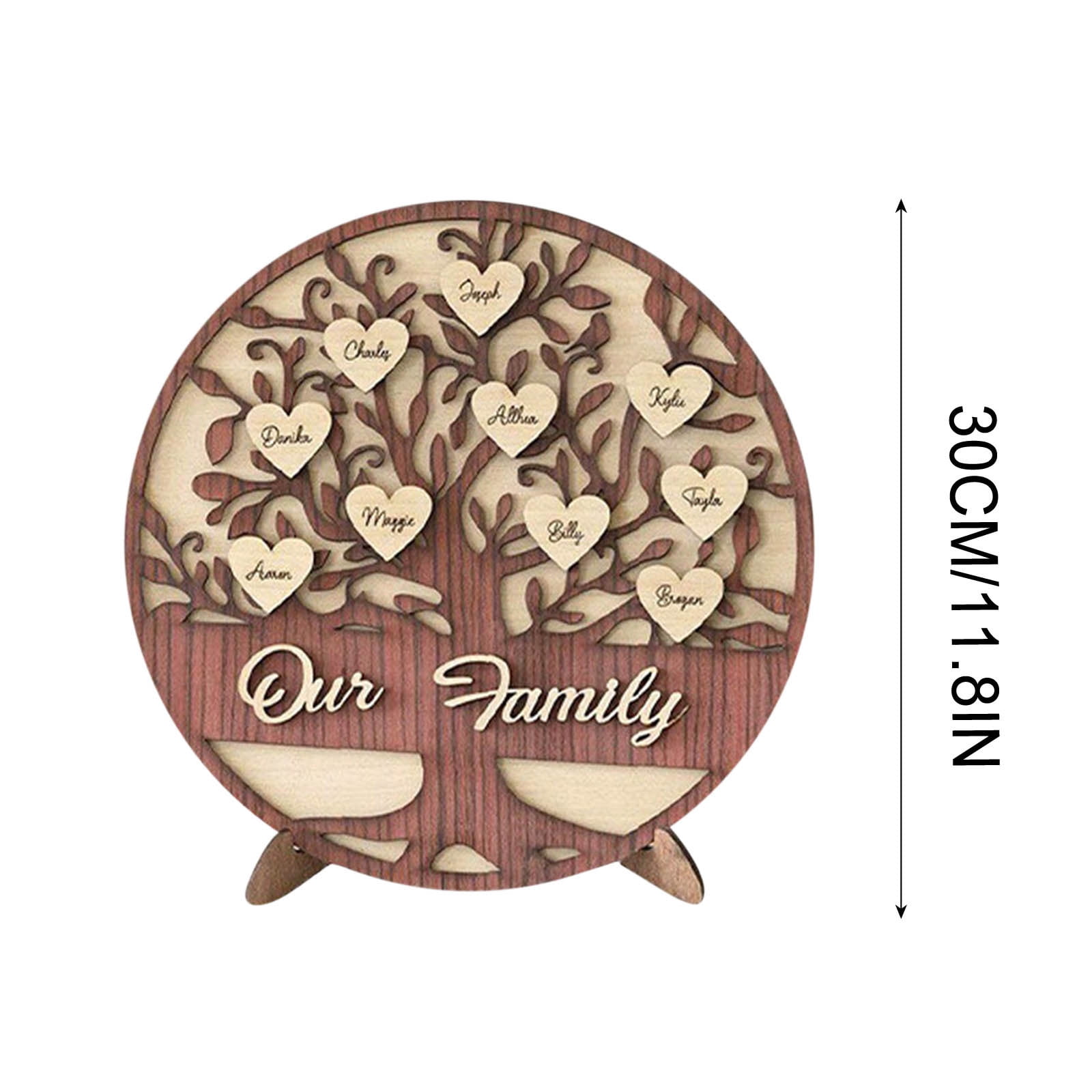 Cadorn Creative Wooden Desktop Ornament – Personalized Family Tree & Heart-Shaped Photo Frame Decor for Living Room