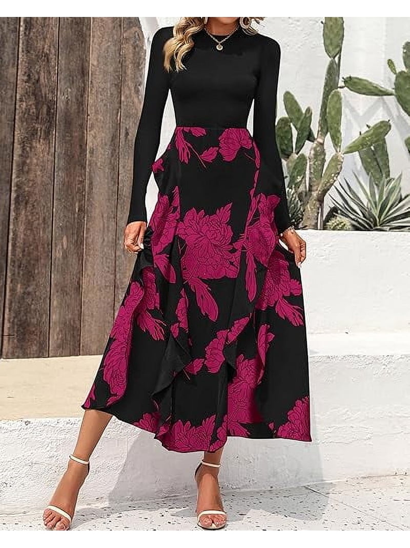 red mermaid cocktail dress Berylove Women Off The Shoulder Prom Dress With Slit Black Red Mermaid Ruffled Maxi Evening Dress, Black Red / US16