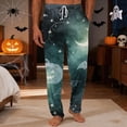 thumbnail image 2 of Domzest Mens Halloween Pajama Pants Halloween Graphic Wide Leg Pajama Bottoms Drawstring Elastic Waisted Funny Pj Bottoms Dark Green XXXL, 2 of 5